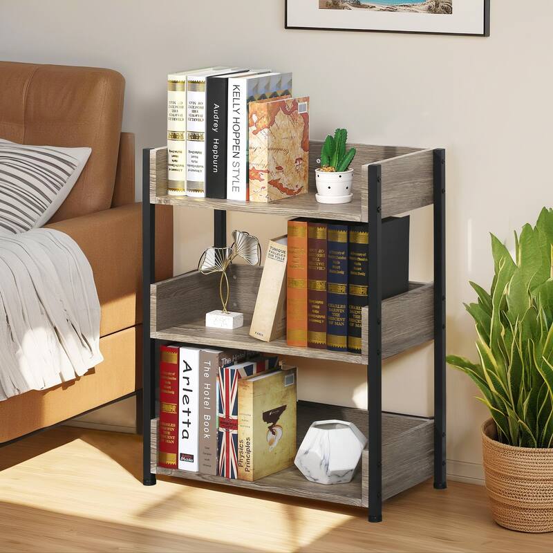 VECELO 30" Open Bookcase 3 Tier No Guardrail Shelf Unit for Books Storage Cabinet for Living Room/Kitchen/Bedroom (1 or 2 PCS)
