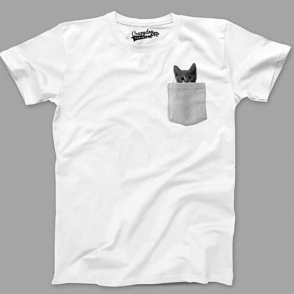 Shop Pocket Cat T Shirt Men S Grey Pocket White Shirt
