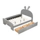 preview thumbnail 7 of 45, Roomfitters Twin/Full Size Velvet Platform Bed with Rabbit-Shaped Headboard, Drawers, Bed-End Storage Pocket