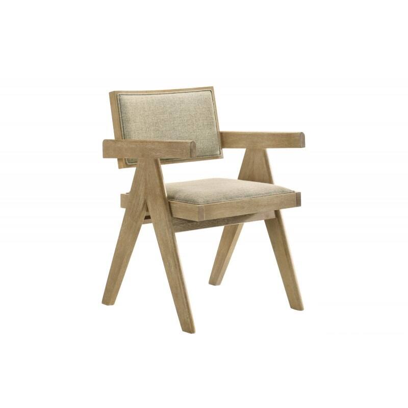 Light Oak Wood Dining Chair Set of 2, Upholstered Armchair for Dining Room Kitchen Home,