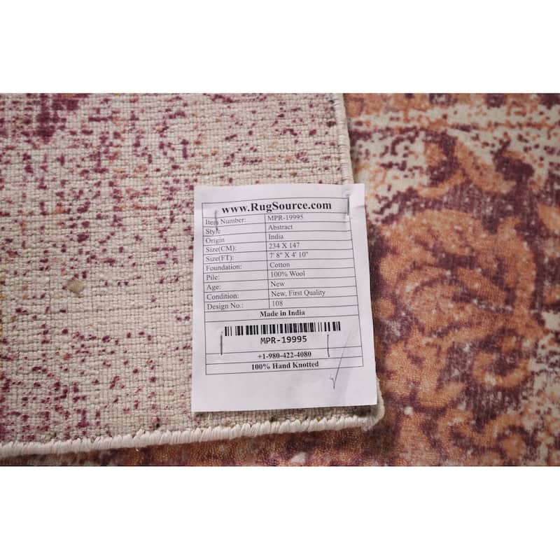 Abstract Modern Area Rug Hand-Knotted Wool Carpet - 4'10"x 7'8"