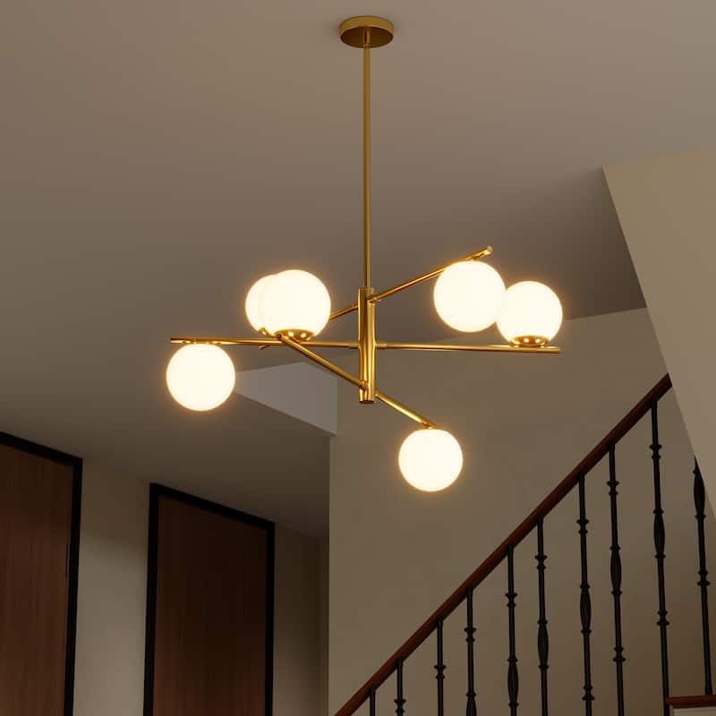 Modern 6-Light Dimmable Sputnik Bubble Chandelier for Dining Room