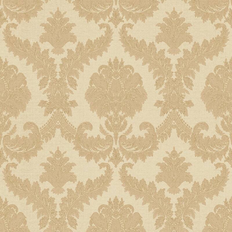 Galerie Wallcoverings Classic Italian Collection Damask Vinyl on Non-woven Wallpaper Roll - 33-feet x 21-inches - Yellow