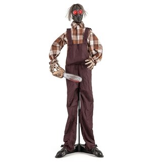 5.7 FT Halloween Animatronic Chainsaw Man w/ Sound &Control Button