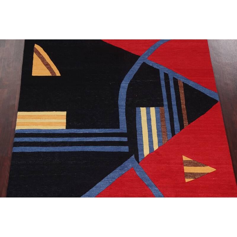 Abstract Nepalese Vegetable Dye Oriental Area Rug Handmade Wool Carpet - 6'0" x 9'0"