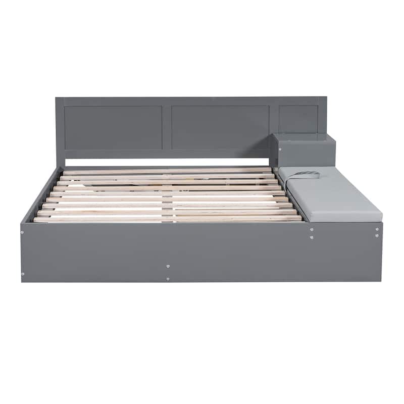 Full Size Wood Storage Hydraulic Platform Bed with Trundle