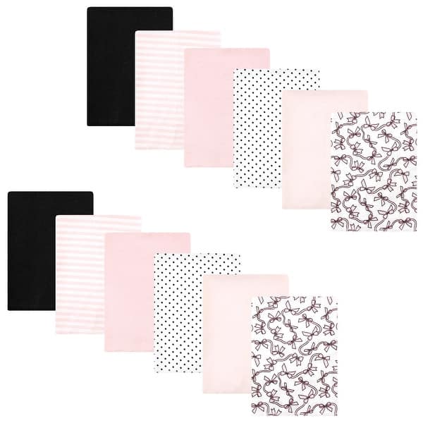 slide 1 of 1, Hudson Baby Infant Girl Cotton Flannel Burp Cloths Bundle, Pink Bows, One Size - Pink Bows - One Size One Size - Pink Bows