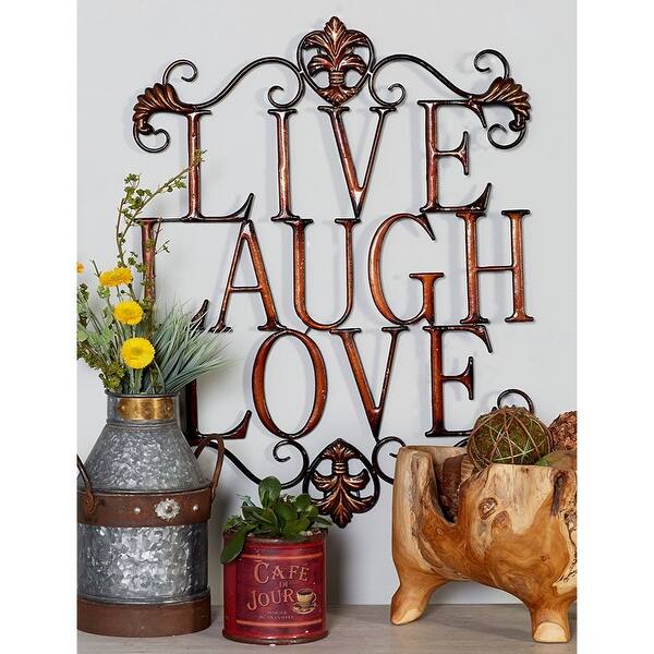 Shop Benzara Live Laugh Love Metal Wall Art Brown Free Shipping