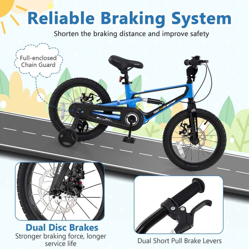 Costway 16 Inch Children Bicycle with Training Wheels & Double Disc - See Details