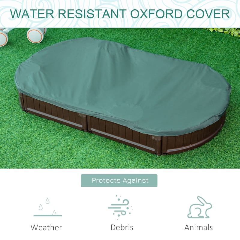 Outsunny Kids Sandbox with Cover and Seats, Outdoor Sandbox for Ages 3-12 Years Old - 72" x 41.25" x 8.25"