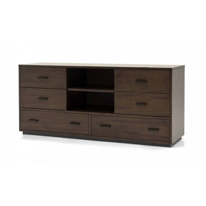 63" Walnut Six Drawer Double Dresser