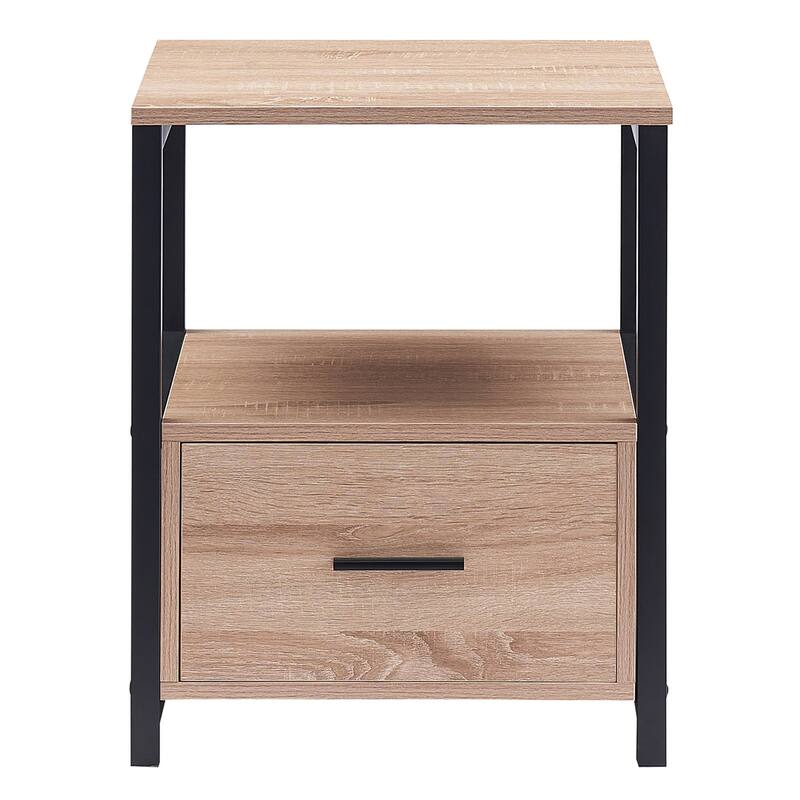 VECELO Nightstand Set of 1/2, Modern Square Side End Table, Living Room, Study Metal Frame