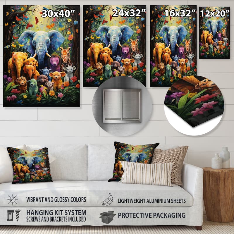 Designart "Blue Animal Playground Nursery I" Animal Nursery'S Metal Wall Art - Blue Metal Art Nursery Metal Art Work