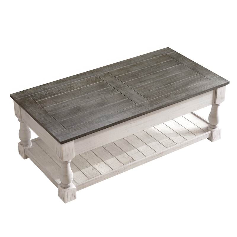 Retro Lift-Top Coffee Table with Hidden Compartment & Lower Shelf