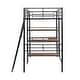 preview thumbnail 14 of 26, Twin Metal Loft Bed with Desk & Shelves, Black - Space-Saving Design