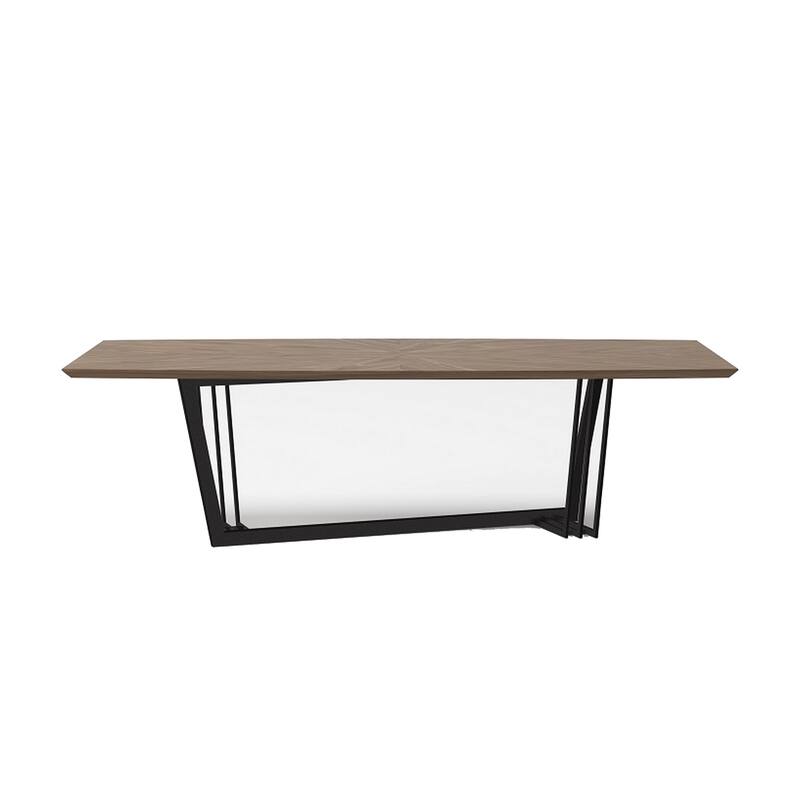 Glory 107 Inch Dining Table, Rectangular Top, Trestle Iron, Black, Walnut