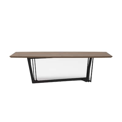 Glory 107 Inch Dining Table, Rectangular Top, Trestle Iron, Black, Walnut