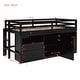 preview thumbnail 27 of 33, Twin Size Loft Bed for Kids, Wooden Loft Bed with 4 Storage Drawers, Cabinet, Shelves, Low Loft Bed Frame with Safety Guardrails