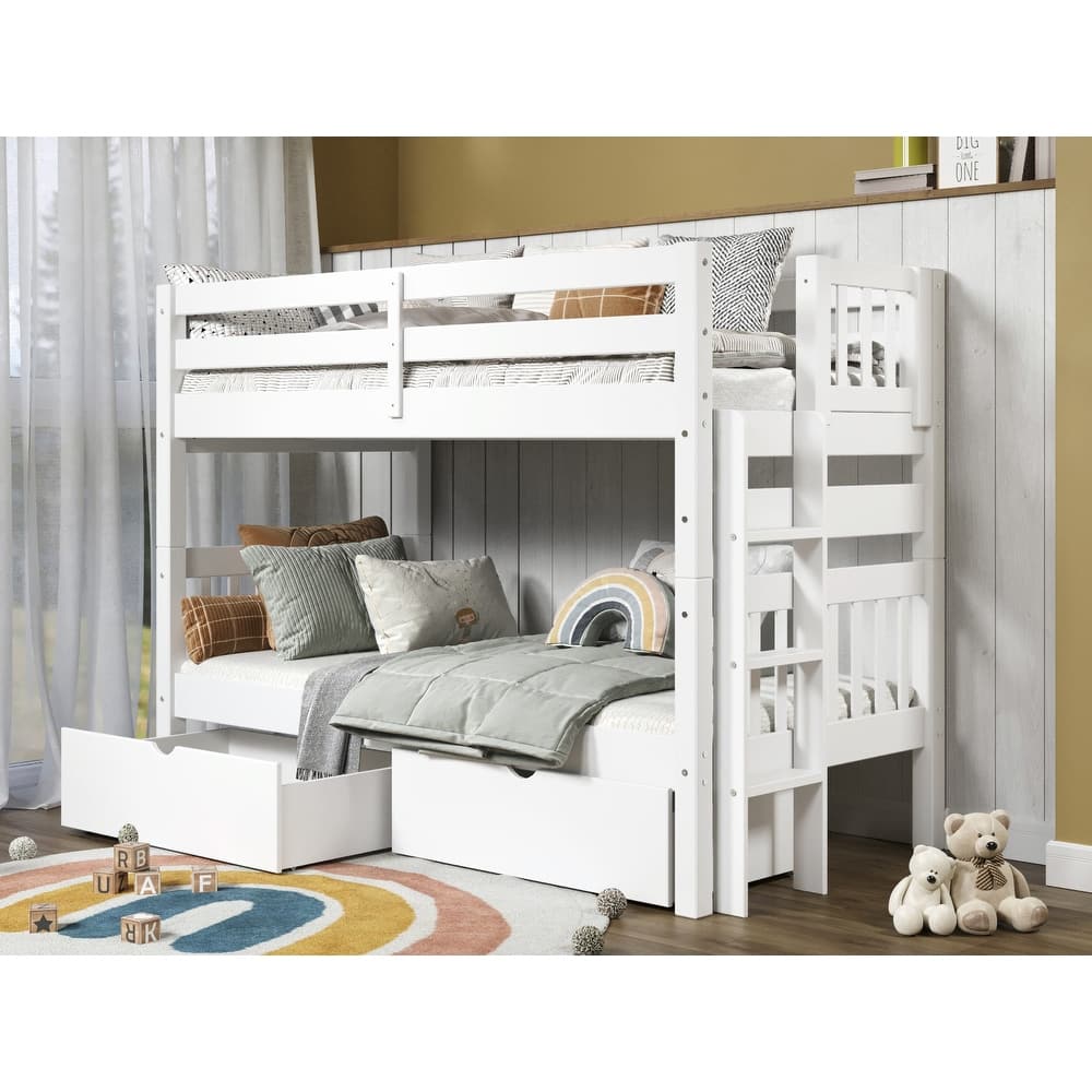 Taylor & Olive Trillium Twin over Twin Bunk Bed with Ladder, 2 Drawers