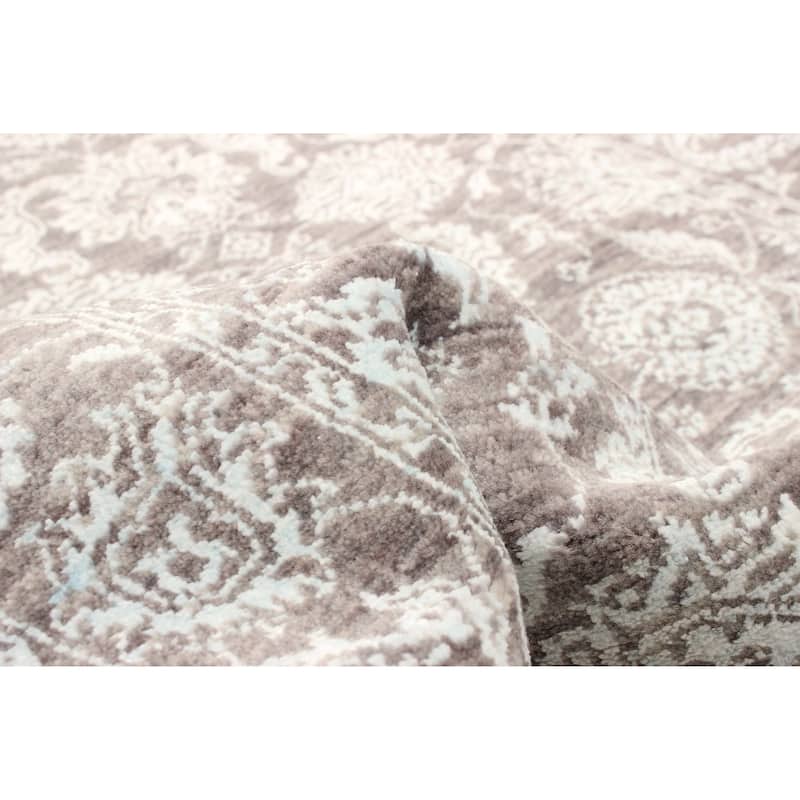 ECARPETGALLERY Hand-knotted Heritage Grey Silk, Wool Rug - 2' 8" x 10'