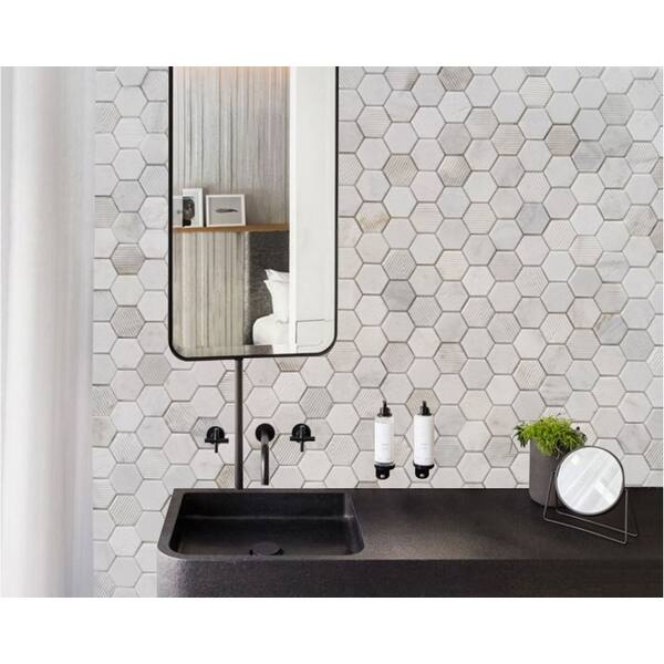 Carrara Marble Mosaic Decorative Backsplash Tile 12 X 12 X 0 38 Pc Overstock 31320821