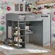 preview thumbnail 2 of 12, Grey Full Size Loft Bed with Desk, Wardrobes, 4 Drawers and Shelves