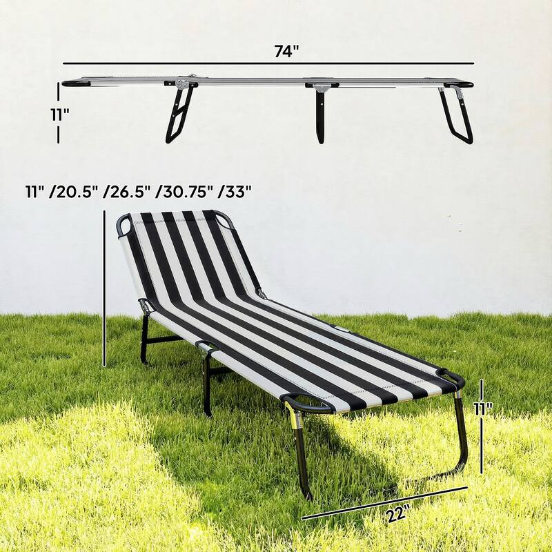 Outsunny Folding Chaise Lounge Pool Chairs, Outdoor Sun Tanning Chairs with 5-Level Reclining Back