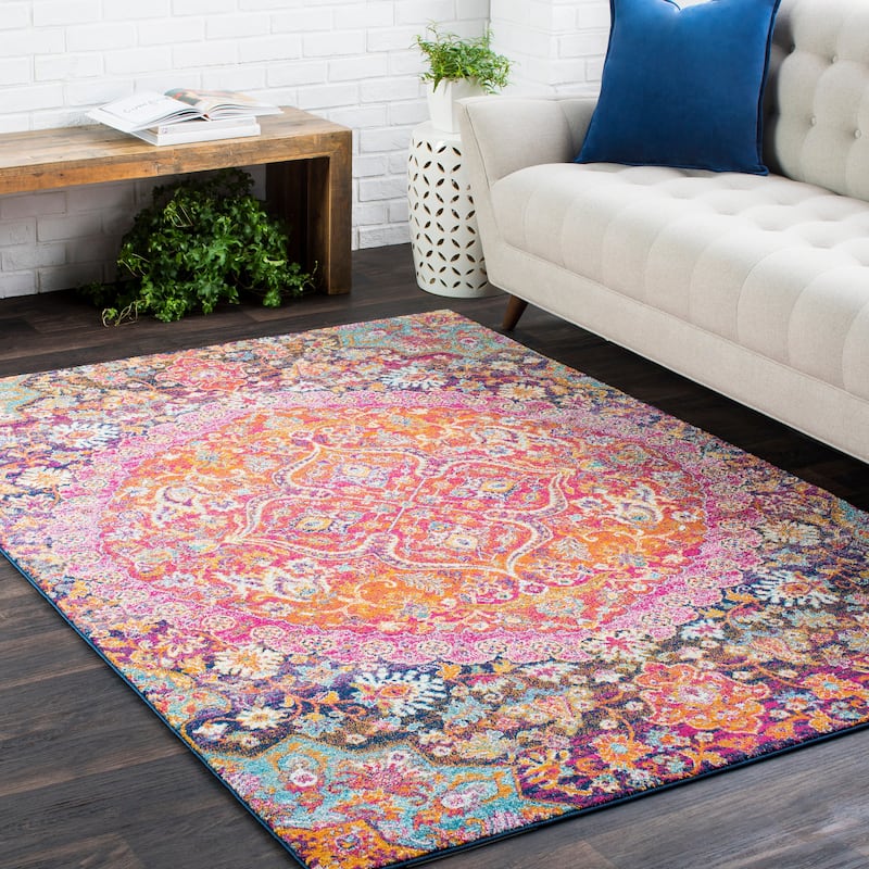 Livabliss Roanoke Vintage Persian Medallion Pink/Multi Area Rug - 7' 10" x 10' 3" - 7' 10" x 10' 3" - Multi
