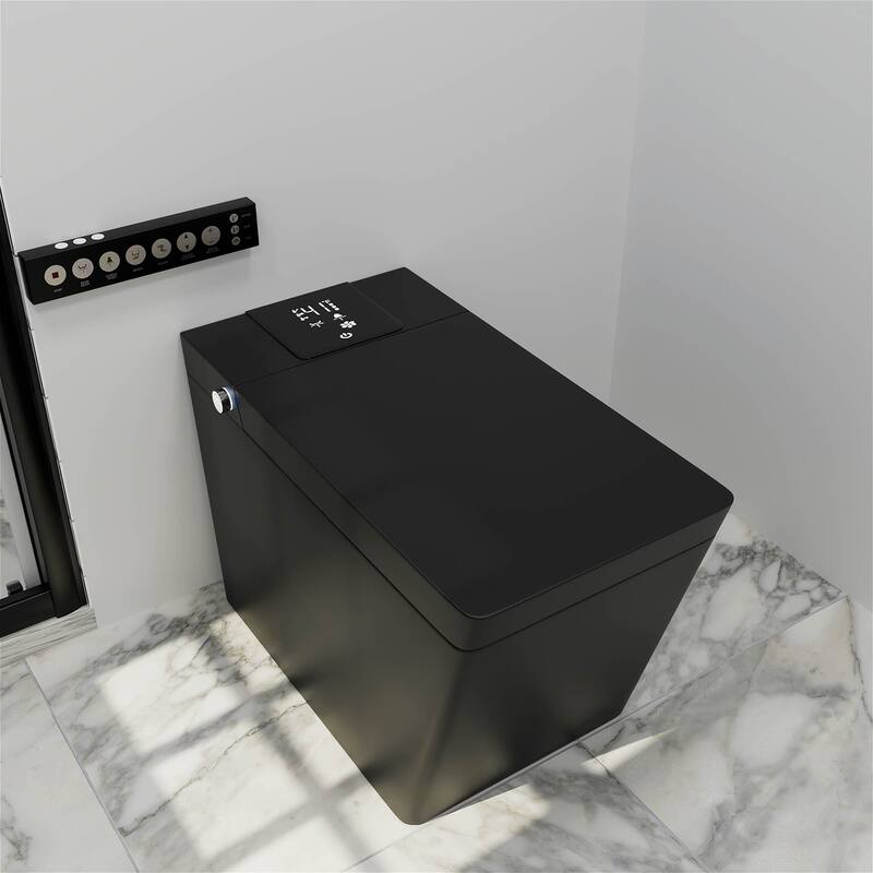 Giving Tree Smart Square 1.28 GPF One-Piece Floor Toilet with Heated Seat, Touching Control, Remote Control, Elongated - Matte Black