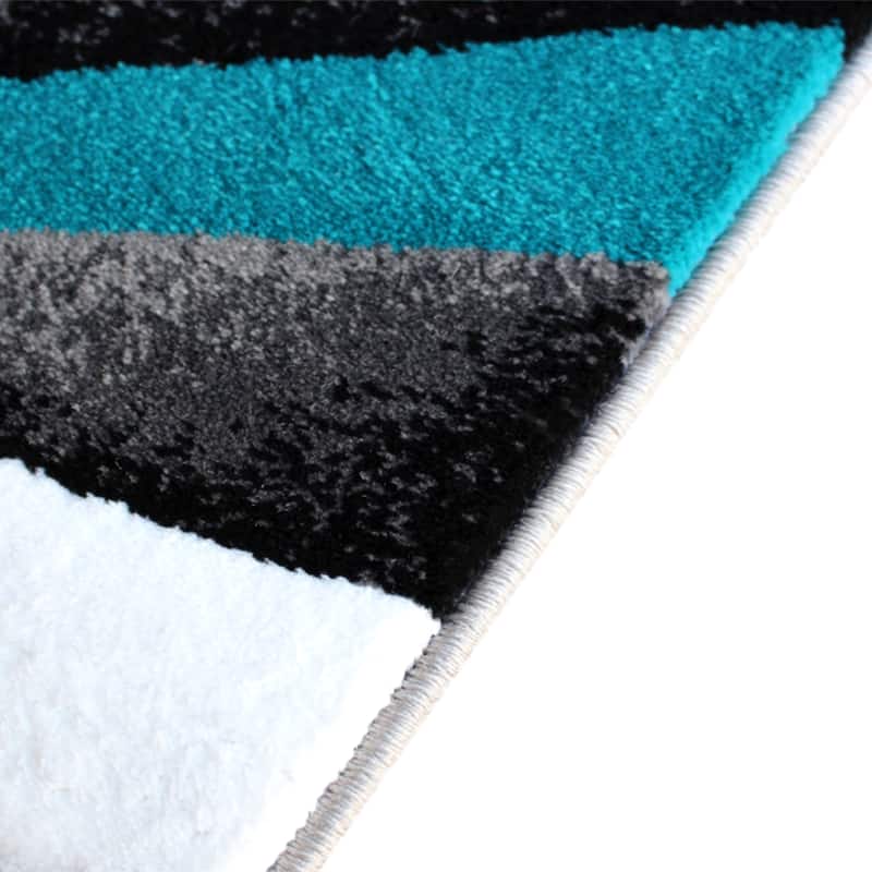 Modern Ribboned Design High-Low Pile Abstract Area Rug