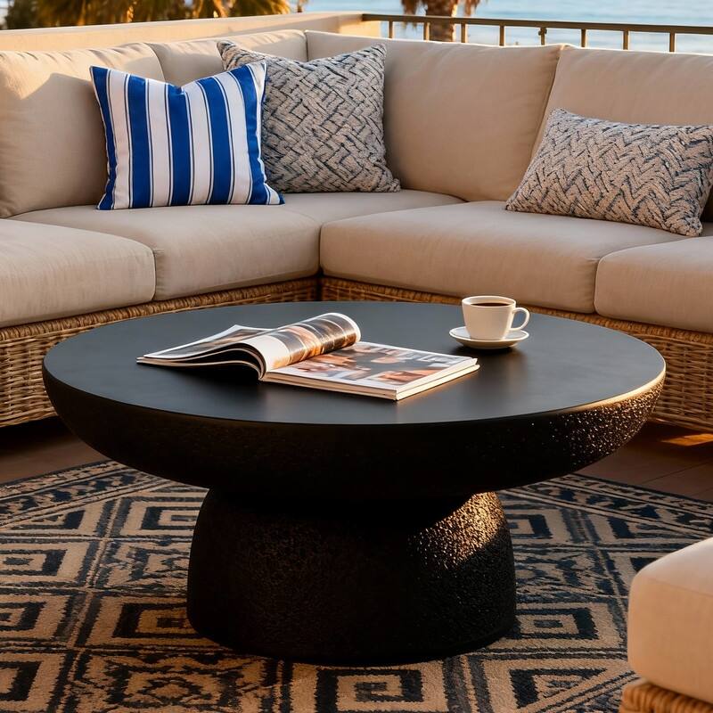 Round Coffee Tables Accent Center Table - Black