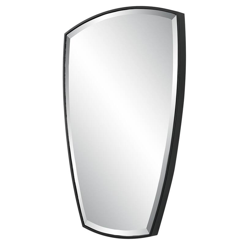 Curved Framed Beveled Wall Mirror - 36" - Black