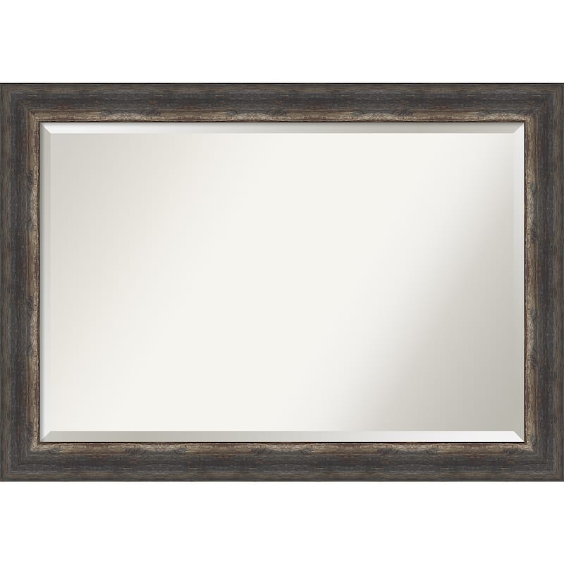 Beveled Wall Mirror - Bark Rustic Char Frame