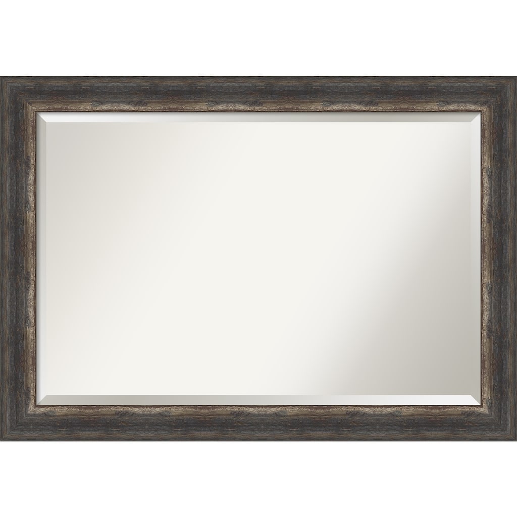 Beveled Wall Mirror - Bark Rustic Char Frame