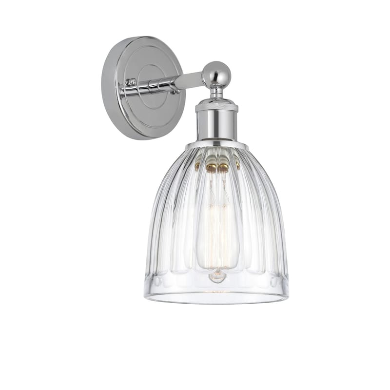 Innovations Lighting 616-1W-12-6 Brookfield Sconce Brookfield 12" Tall - Polished Chrome / Clear