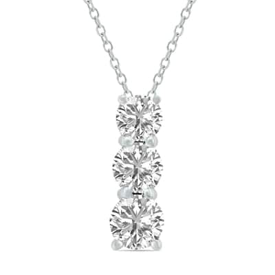 Marquee 1 CTW Lab Grown Diamond Three Stone Pendant in 14K White Gold