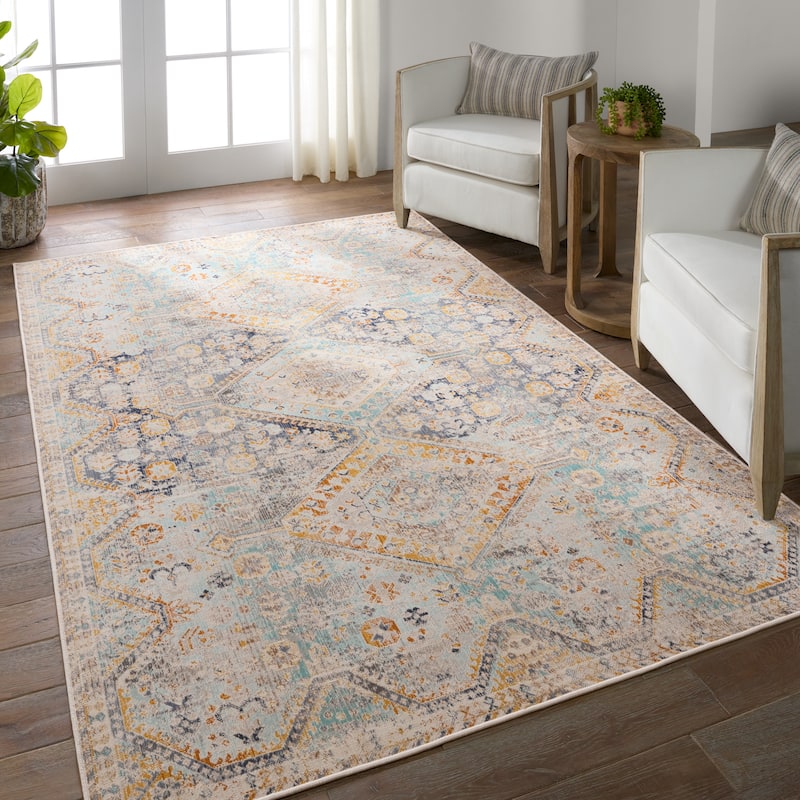 Marquess Indoor/Outdoor Medallion Rug - 5'X8' - Blue/Orange