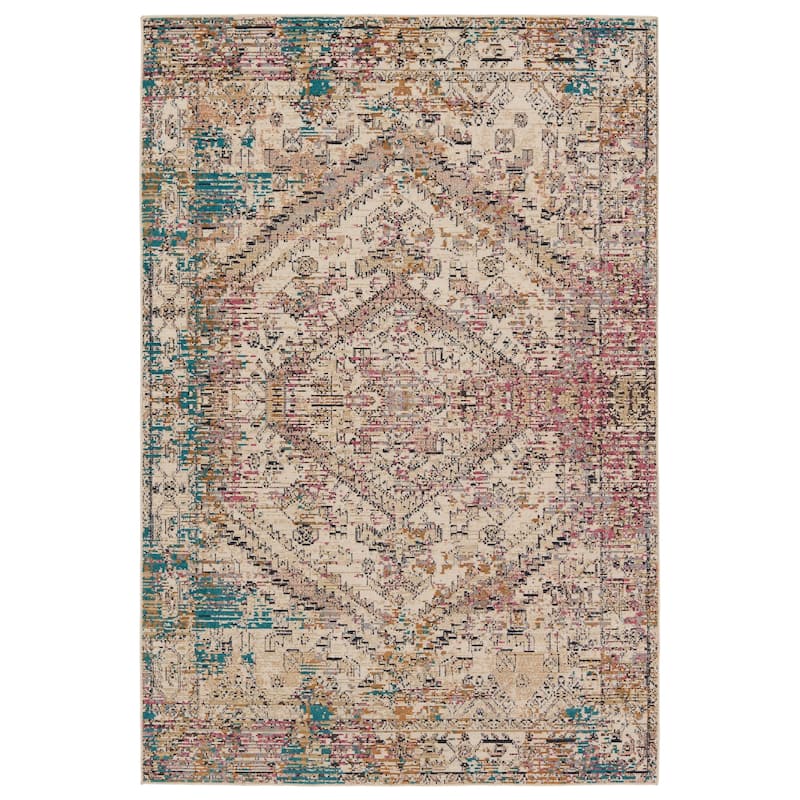 Armeria Indoor/ Outdoor Medallion Area Rug - 4'X5'7" - Multicolor/Ivory