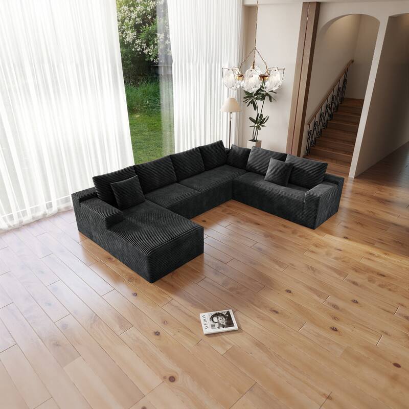 Oversized Sectional Modular Couch, Cloud Couches for Living Room, Deep Seat Upholstered Sleeper Sofa, U Shaped Couch with Chaise