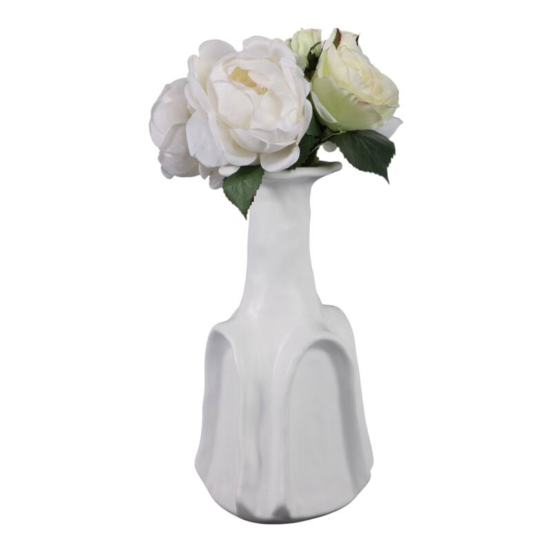 Decorative Vase - White Ceramic Sleek Design
