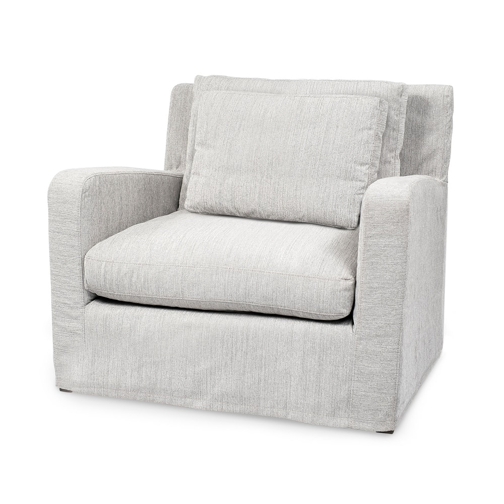 Denly III Beige Slipcover Upholstered Arm Chair