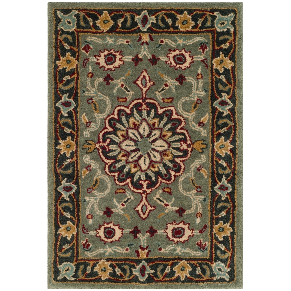 SAFAVIEH Handmade Heritage Leaf Stamp Traditional Wool Rug