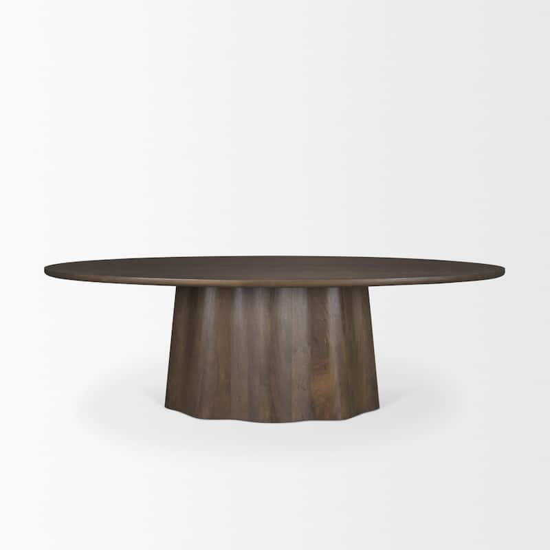 Jovani 94" Solid Brown Mango Wood Oval Dining Table - 94.0L x 47.0W x 30.0H Inches