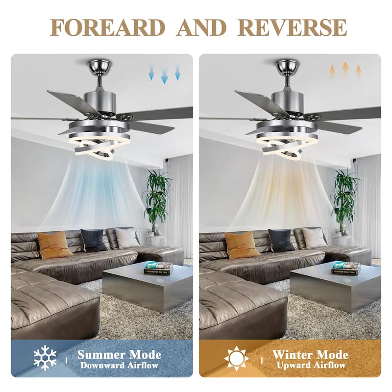 Cusp Barn 52"/72" Modern Large Dimmable LED Ceiling Fan with Lights and Remote, Reversible 8-Blade DC Motor DIY Shape Chandelier