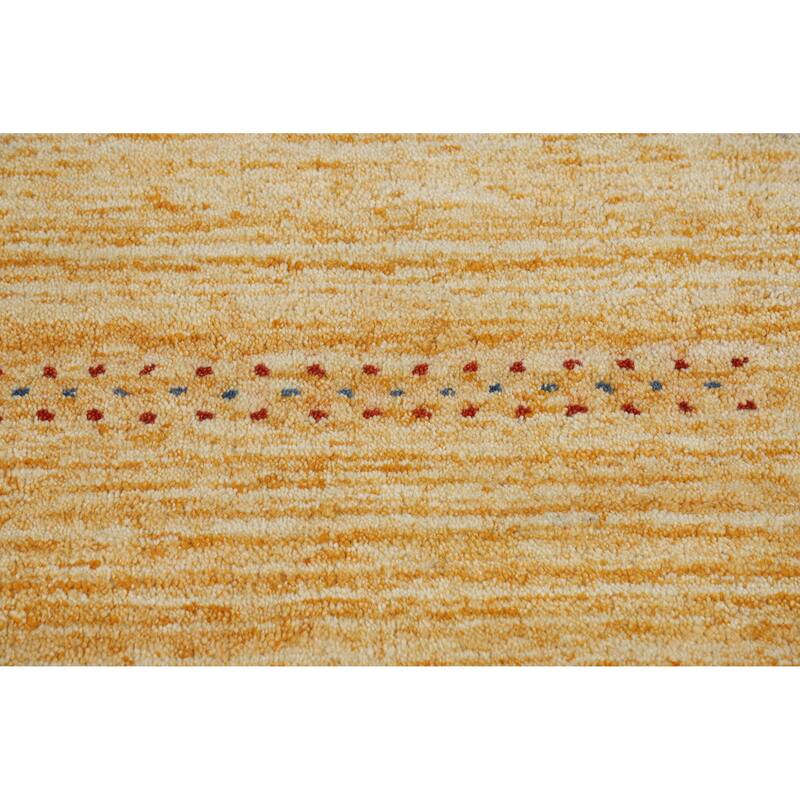 Yellow Tribal Gabbeh Indian Rug Hand-Knotted Wool Carpet - 4'0" x 5'9"