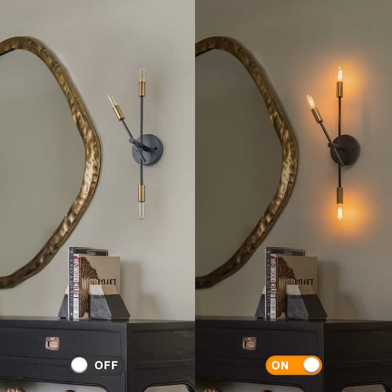 3-Light Minimalist Industrial Matte Black Metal Wall Sconce Modern