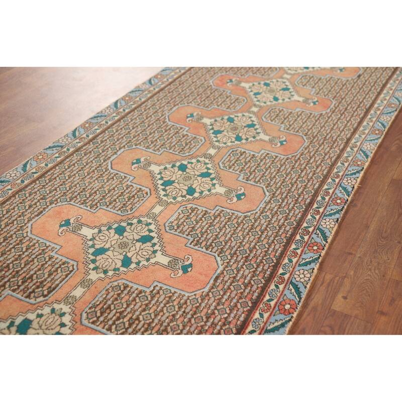 Geometric Bidjar Vintage Persian Runner Rug Handmade Wool Carpet - 2'9" x 10'1"