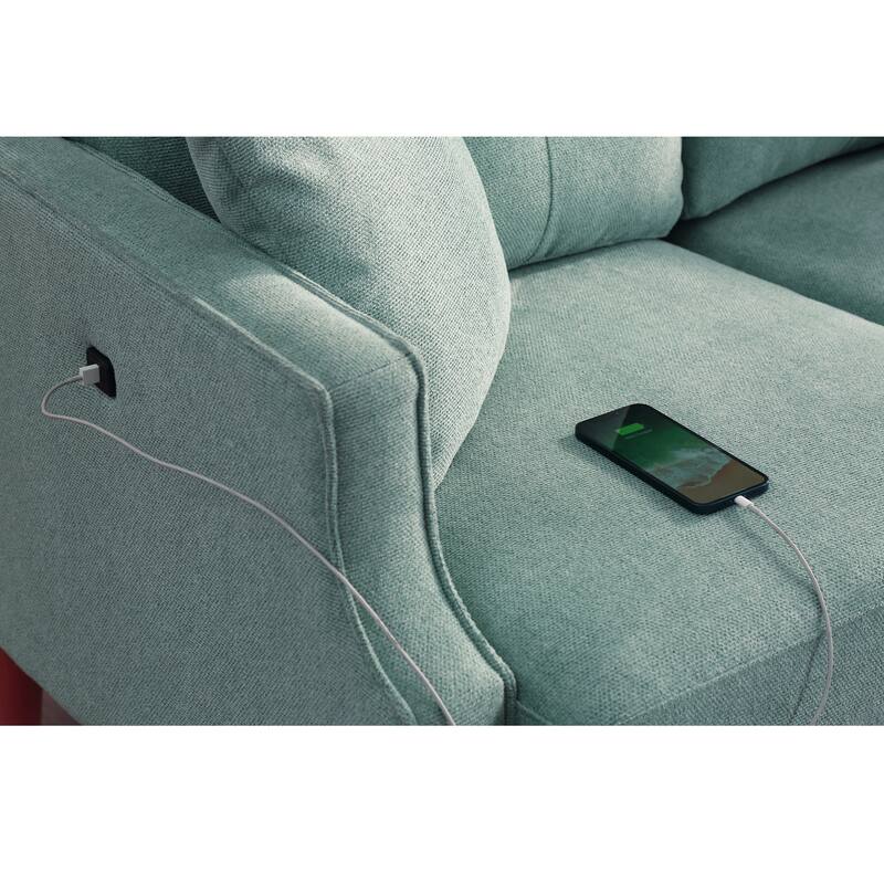 56.7'' Modern Waterproof Polyester Fabric Loveseat: USB Charging Ports