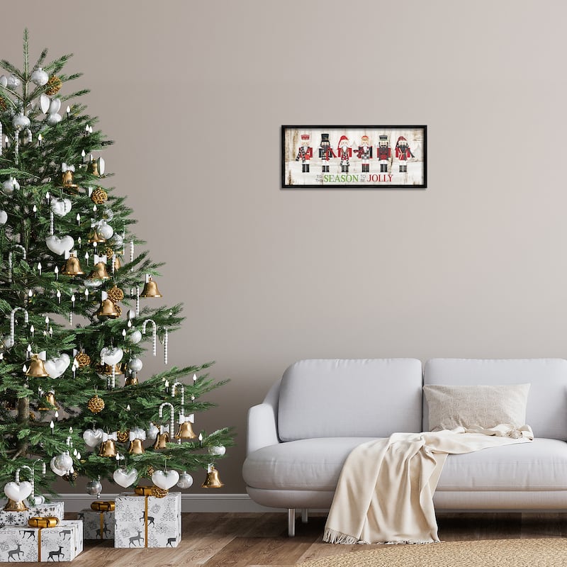Stupell To Be Jolly Festive Phrase Winter Christmas Nutcrackers Framed Wall Art - Red