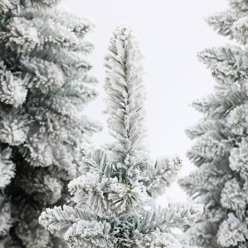 Set of 3 Snow-Flocked Christmas Trees with Metal Pots - 60" H x 15.7" Diameter